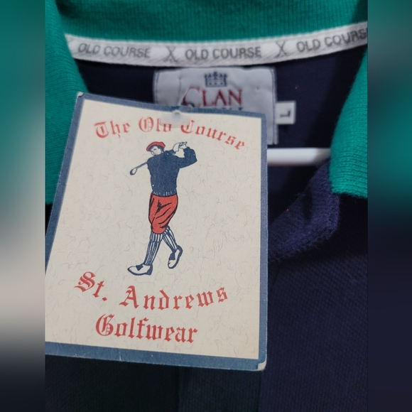 Clan Royal The Old Course St. Andrews Golfwear Polo Blue Green NEW Men's Large - Picture 5 of 11